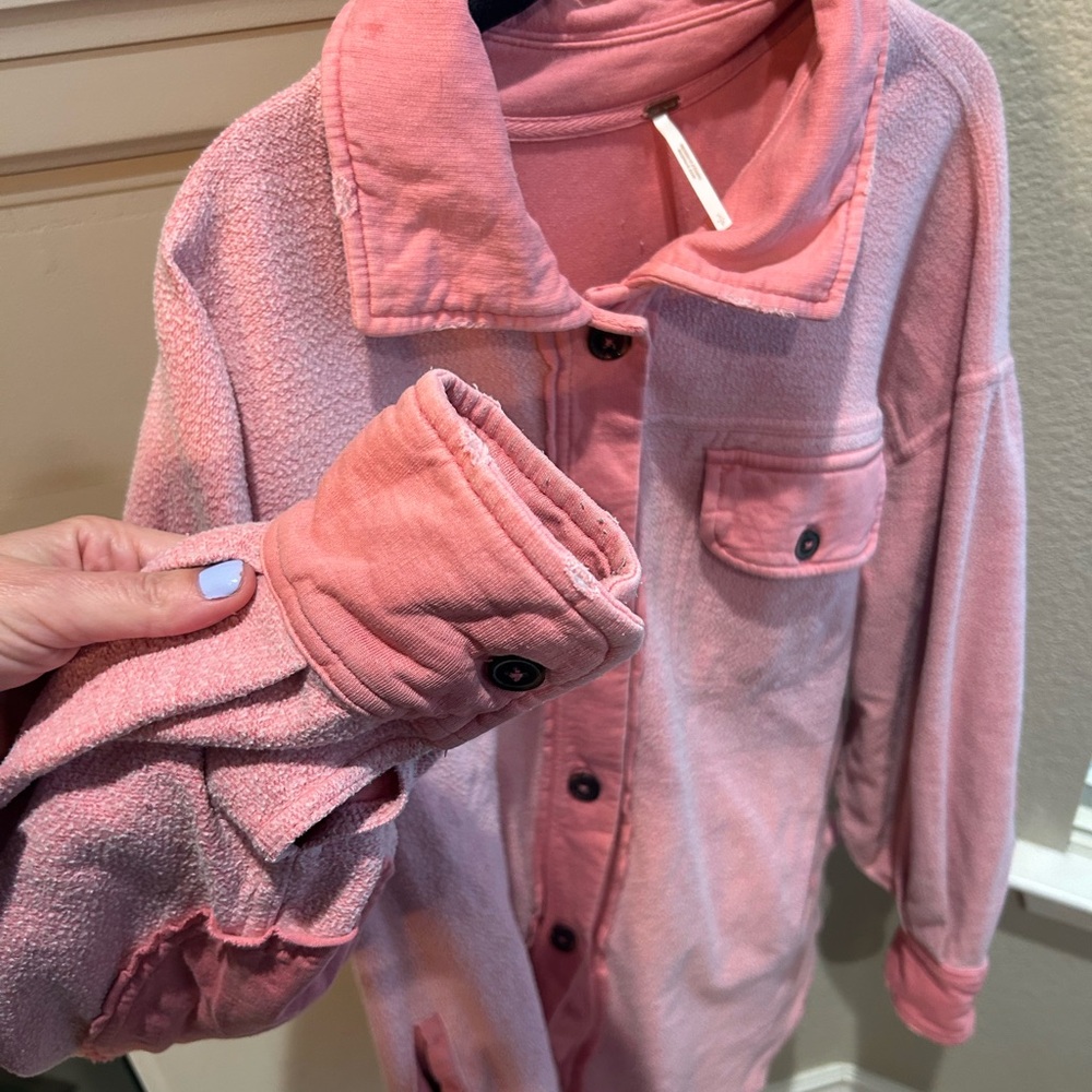 Free People Ruby shacket shirt Jacket sweetheart duty rose pink size small - Picture 3 of 7